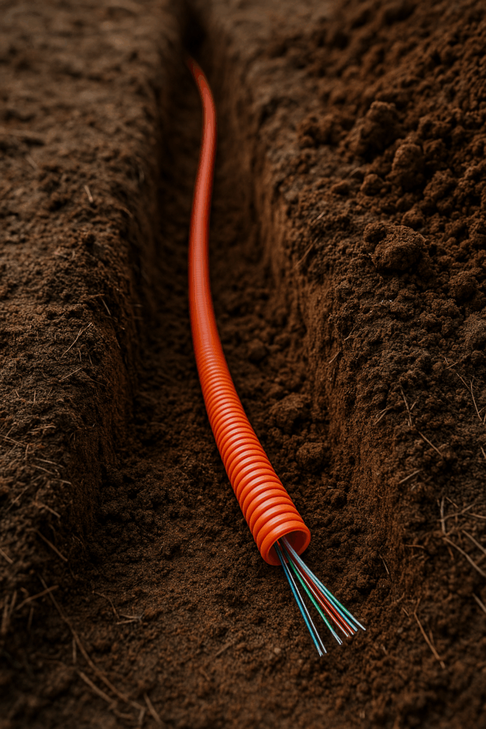 kabel światłowodowy w ziemi