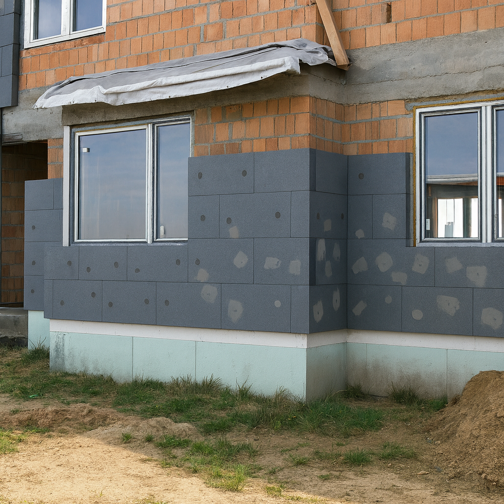 Budynek w trakcie ocieplania - wykonanie izolacji termicznej - styropian czy wełna